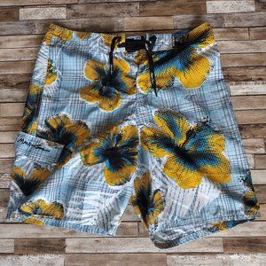 Maui And Sons Board Shorts Mens Size 34 Multicolor Floral Beach Swim Trunks